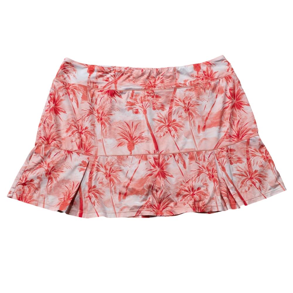 Reel Legends Active Performance Skort Orange Tropical Palm Trees
